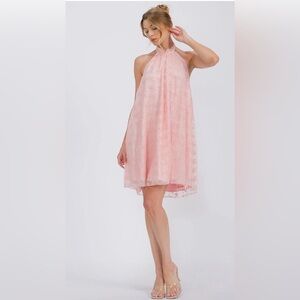 Elegant Pink Halter Dress